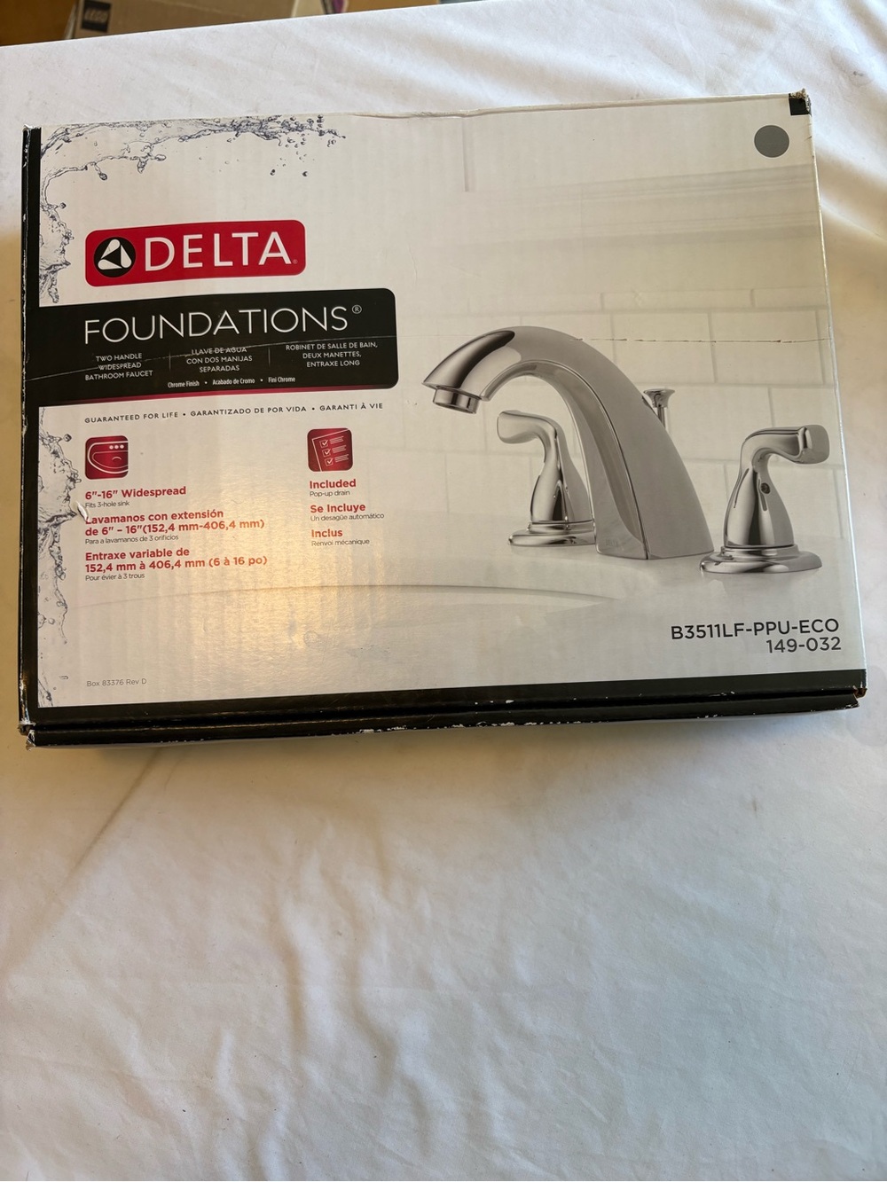 Delta Foundations Chrome Two-Handle Widespread Vanity Faucet